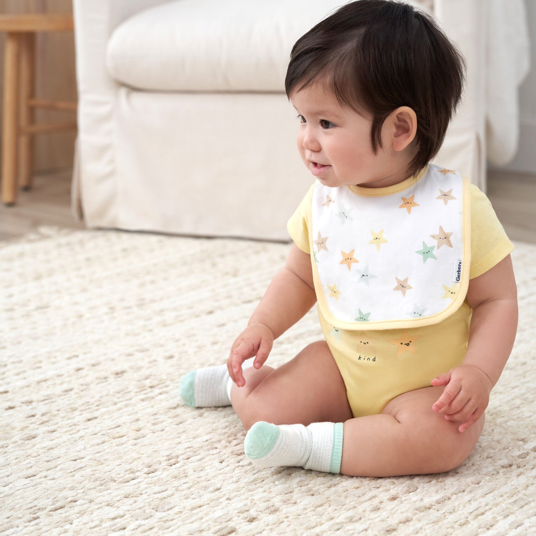 2-Pack Baby Neutral Starry Smiles Dribbler Bibs - Image 2