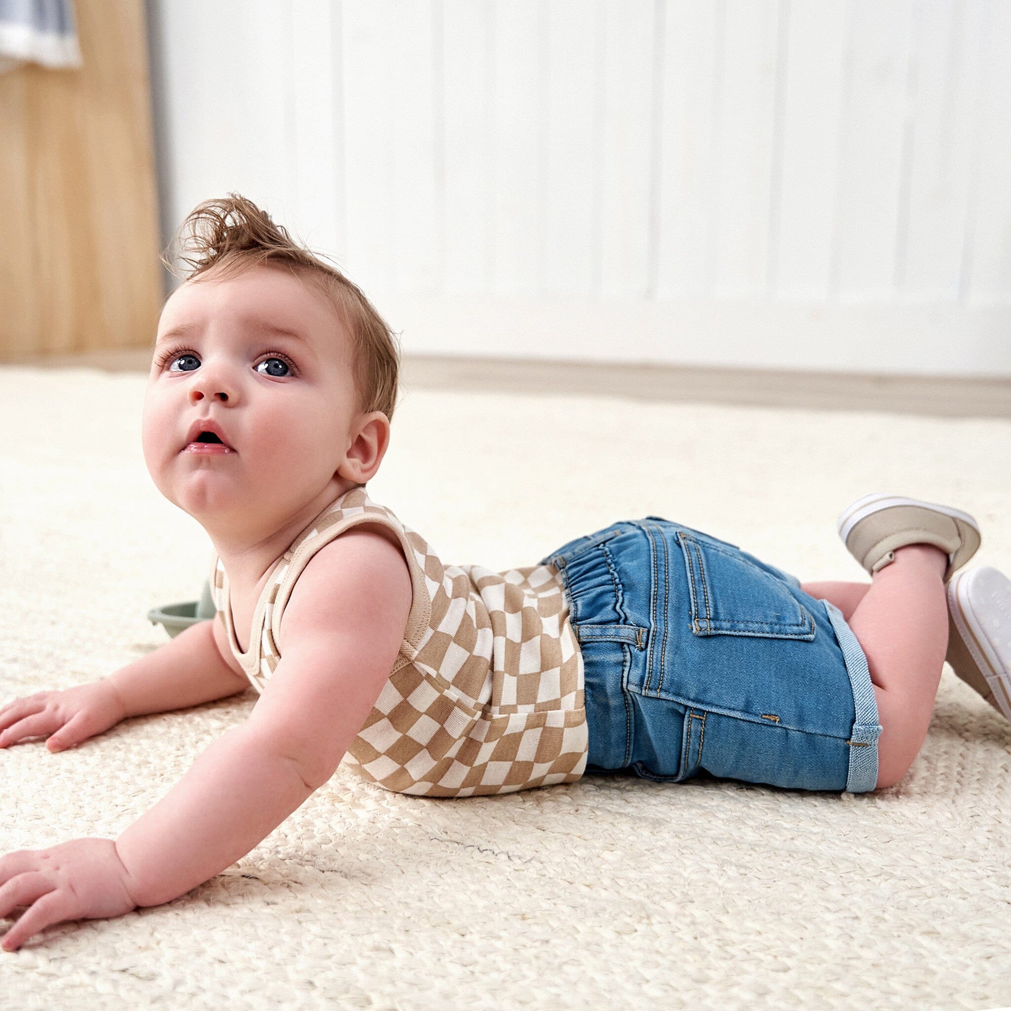 Baby & Toddler Neutral Light Wash Cuffed Denim Shorts - Image 3
