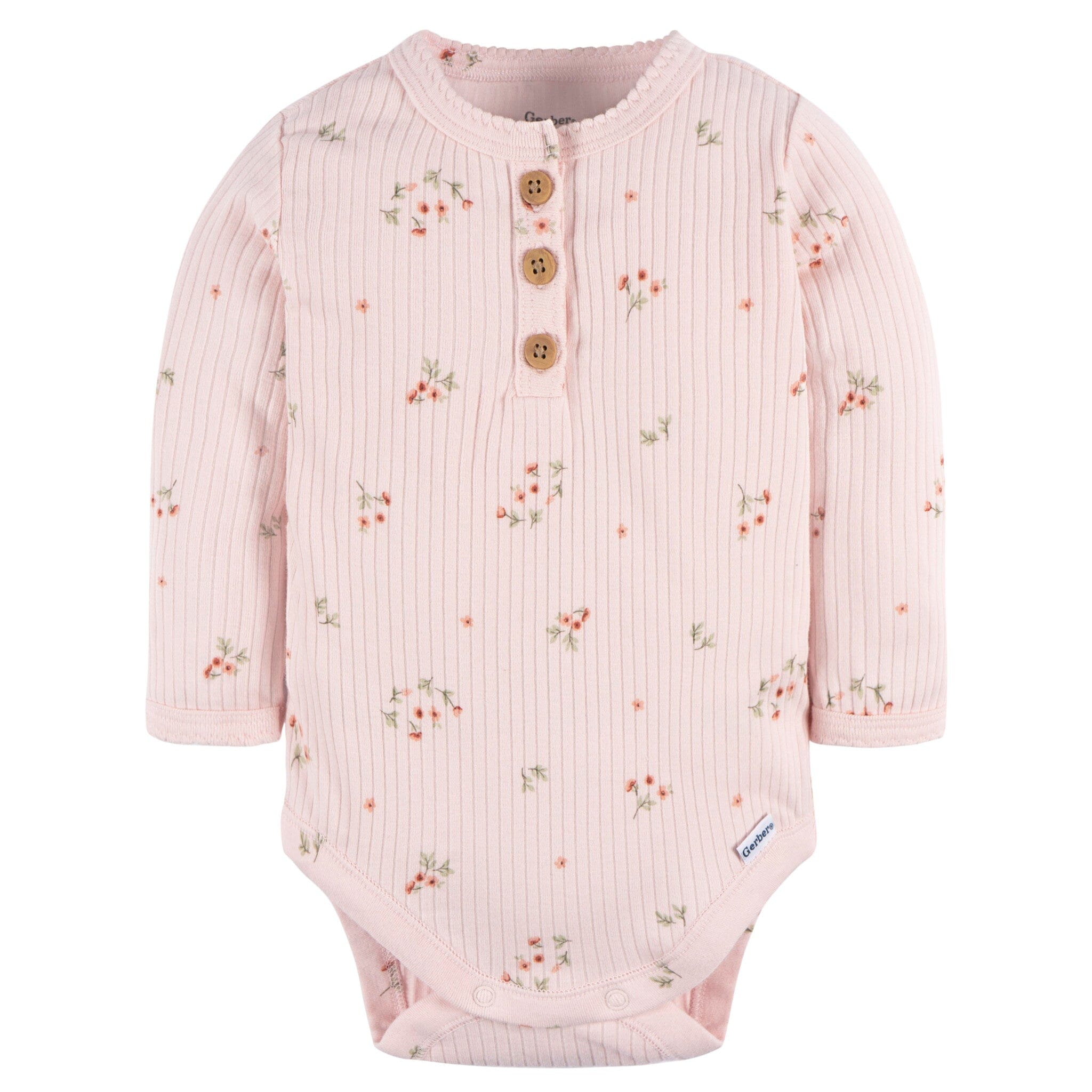 2-Pack Baby Girls Floral Henley Onesies® Bodysuits - Image 2