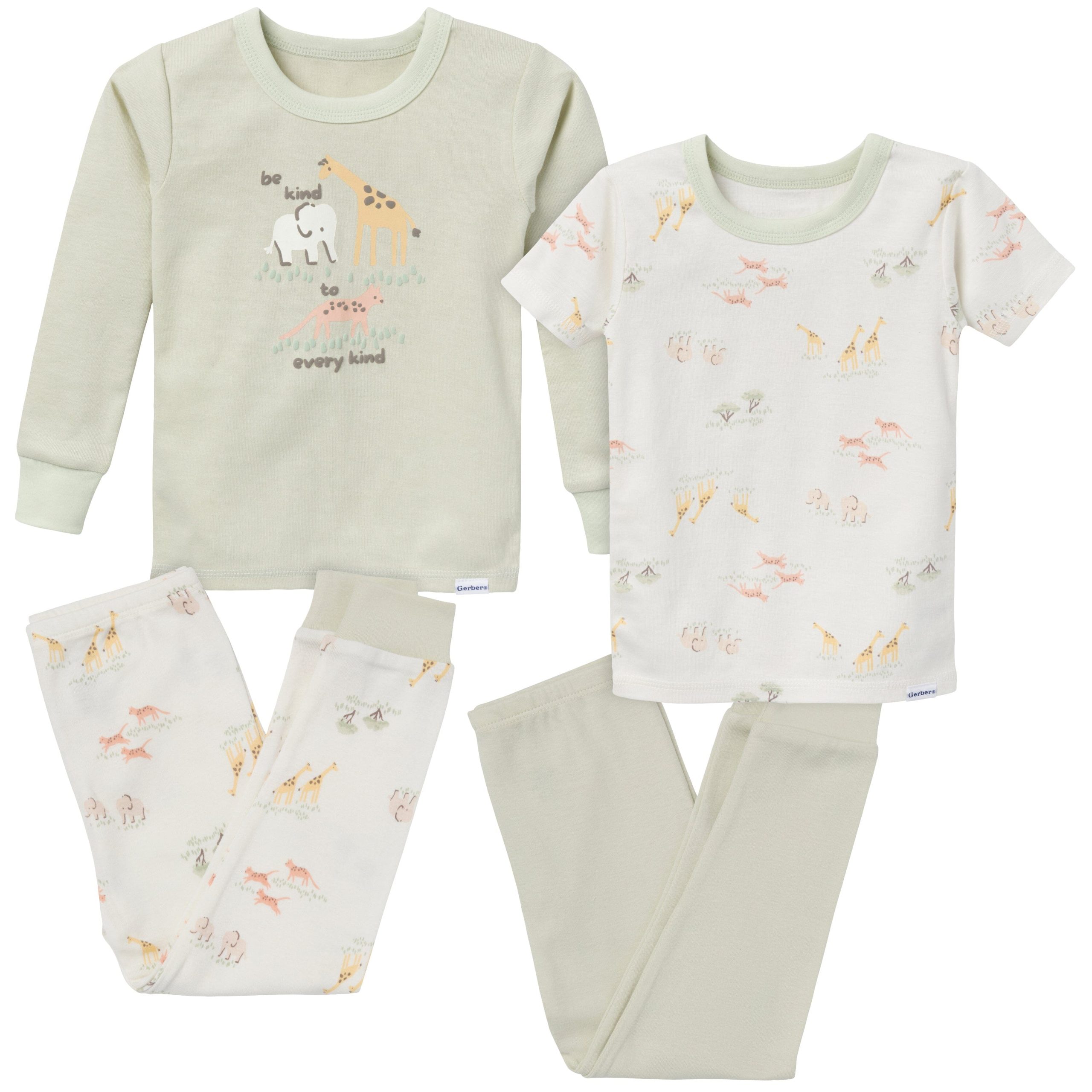 4-Piece Infant & Toddler Neutral Safari Tops and Pants Sets