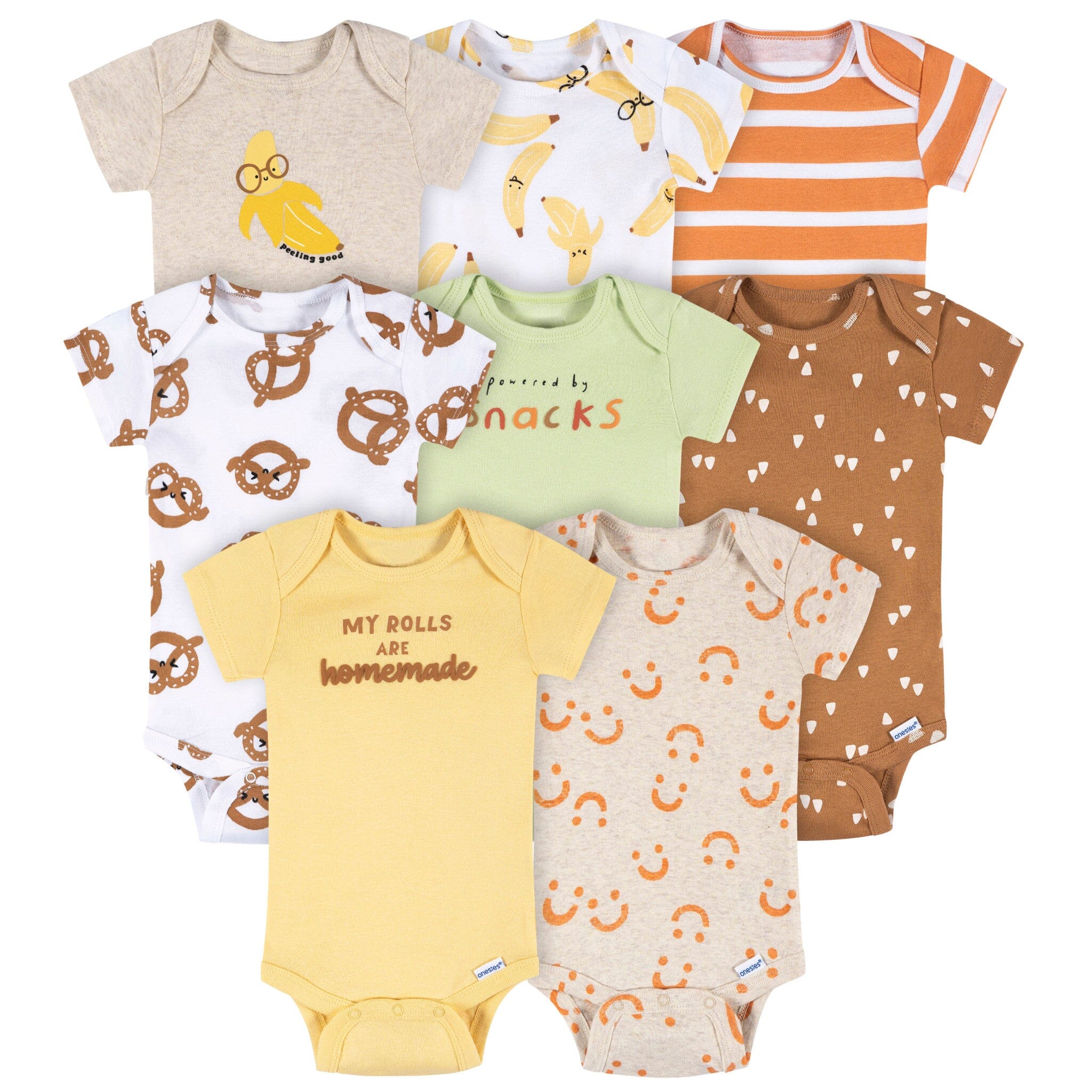 8-Pack Baby Neutral Peeling Good Short Sleeve Onesies® Bodysuits