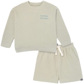 2-Piece Infant & Toddler Boys Light Green Long Sleeve Top and Shorts Set