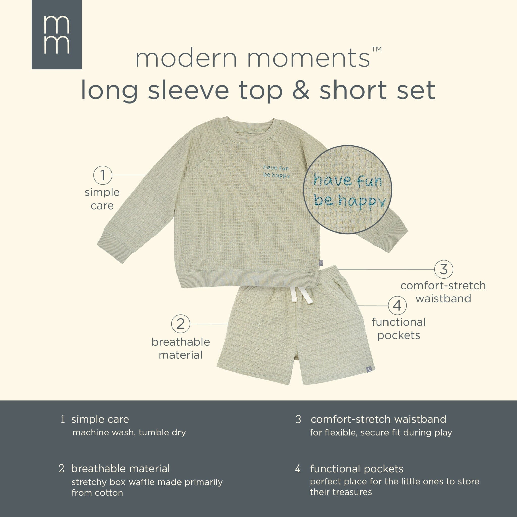 2-Piece Infant & Toddler Boys Light Green Long Sleeve Top and Shorts Set - Image 11