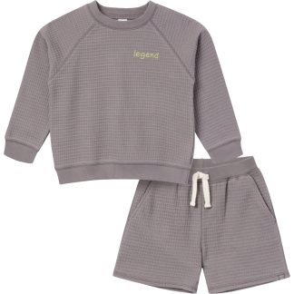 2-Piece Infant & Toddler Boys Grey Long Sleeve Top and Shorts Set