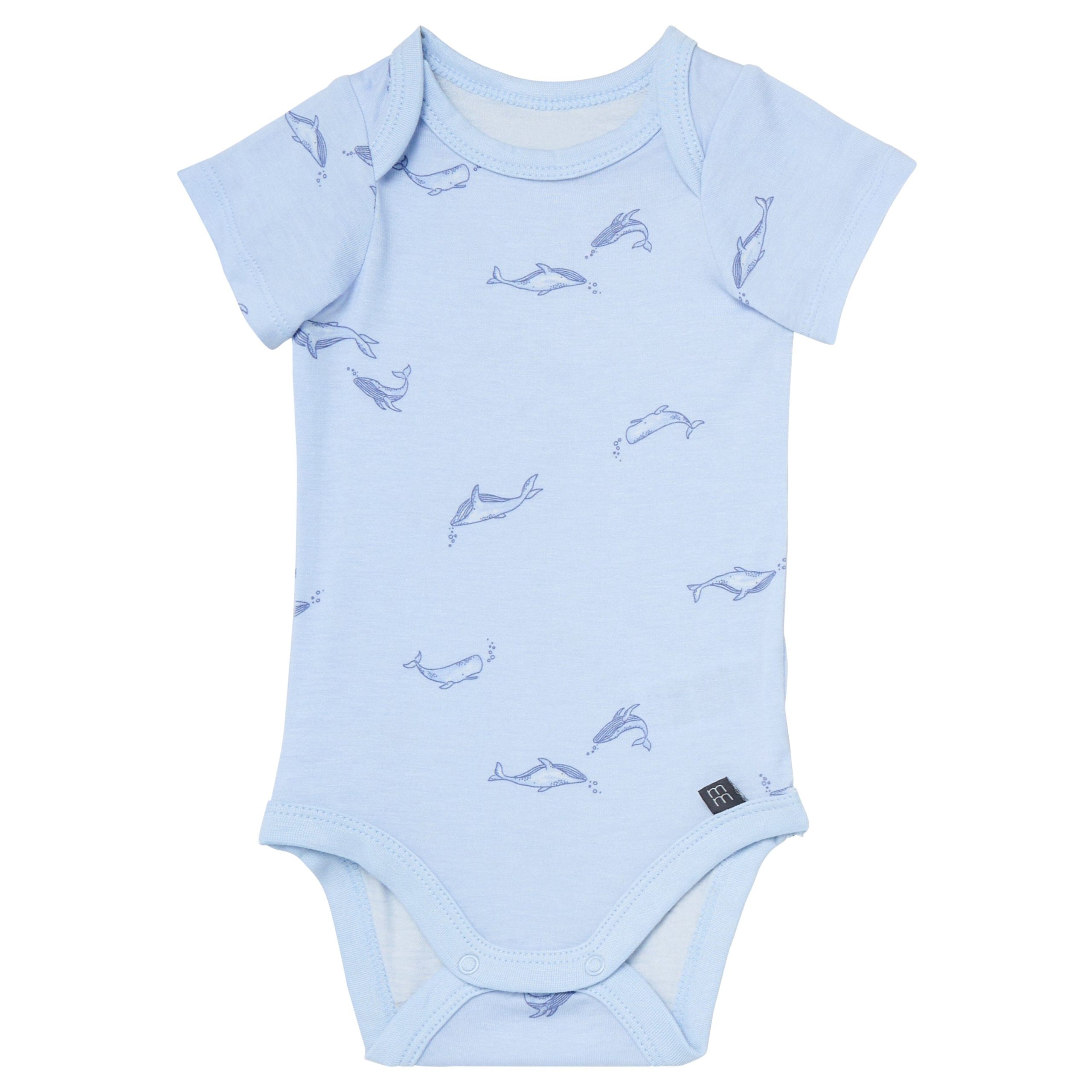4-Piece Baby Boys Light Blue Whale Viscose Bodysuits and Pants Set - Image 2