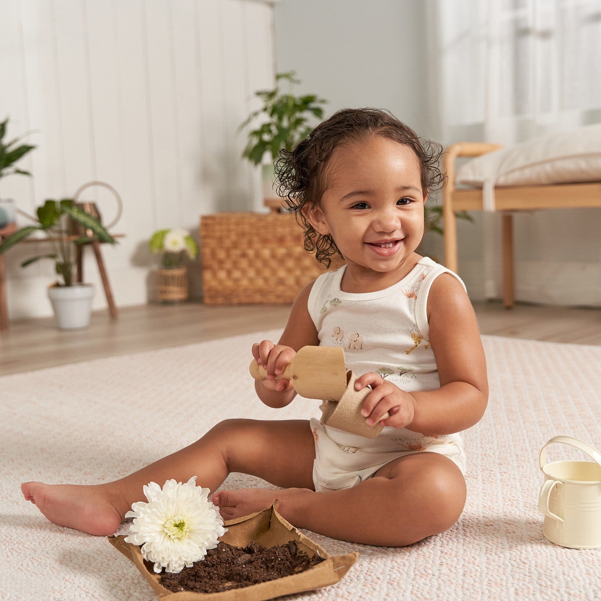 4-Pack Baby Neutral Ivory Safari Sleeveless Onesies® Bodysuits - Image 4