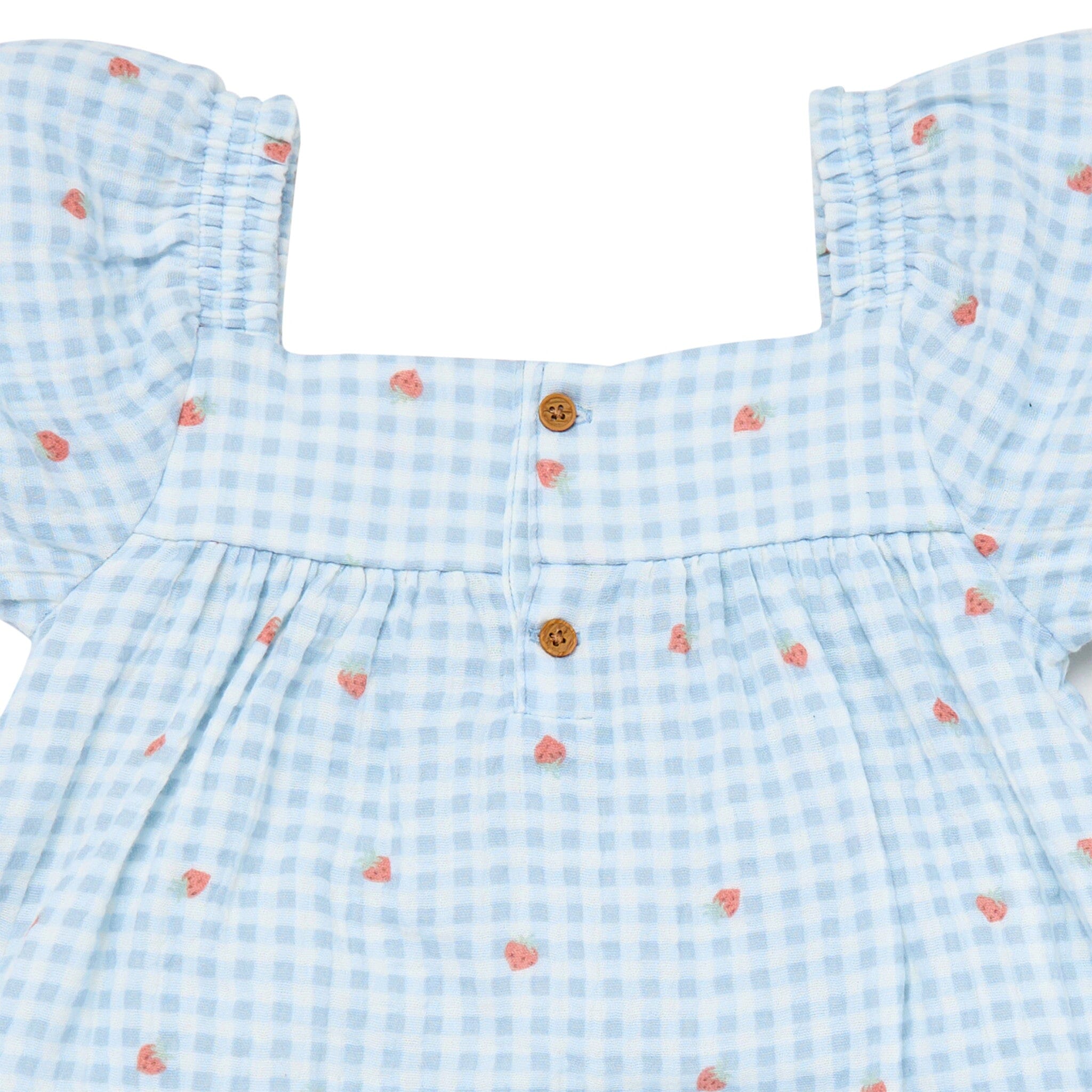 Infant & Toddler Girls Strawberry Gingham Puff Sleeve Dress - Image 4